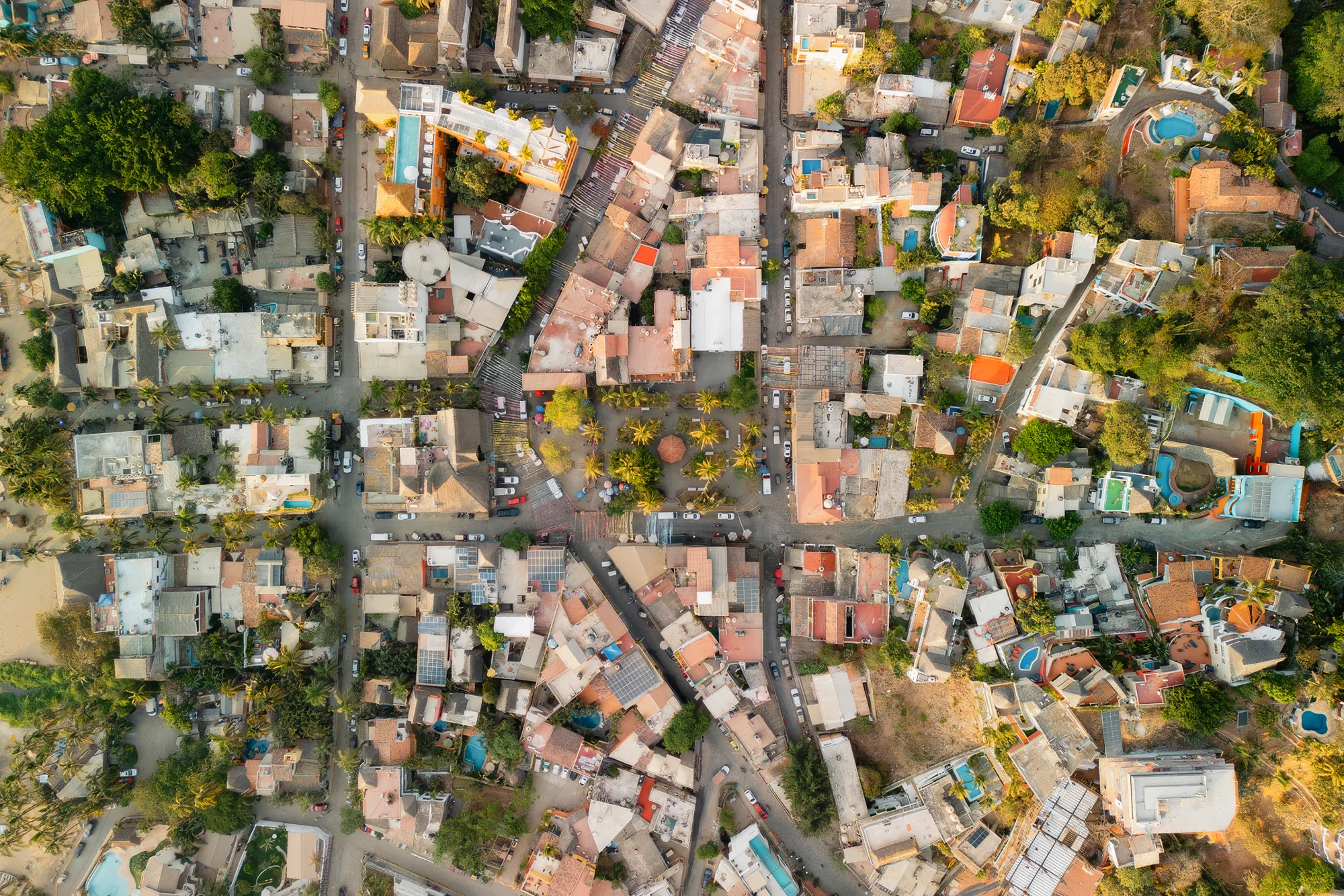 Sayulita’s town centre and plaza from directly above